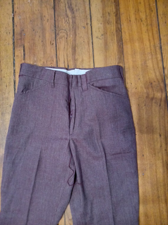 Vintage 1970'S PERMANENT PRESS men's slacks, size W35 unclear brown type Vintage Second Hand