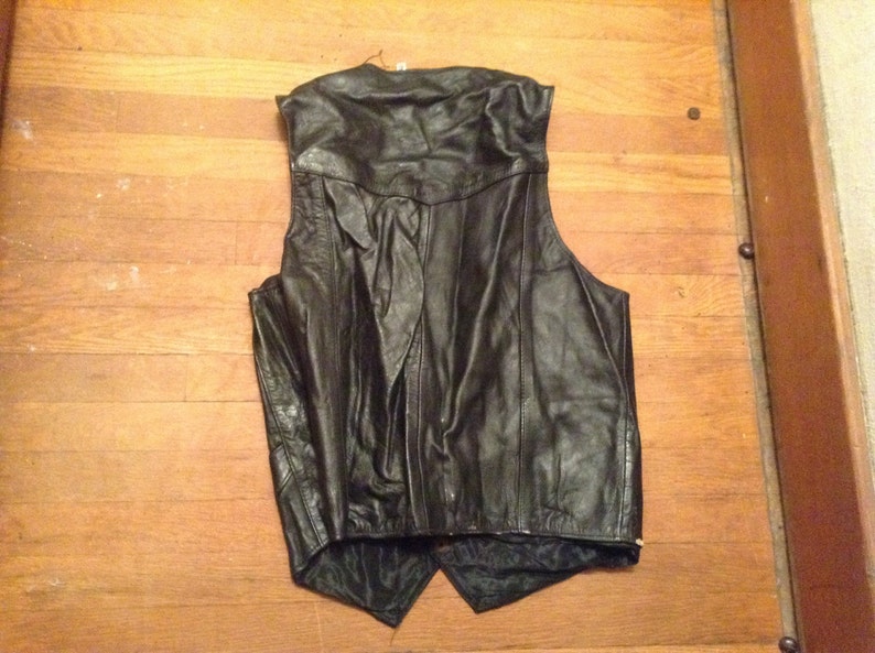 Vintage men's motorcycle vest leather 1970's new old made USA not jacket or coat pick 1 size men's 38 40 46 image 3