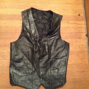 Vintage men's motorcycle vest leather 1970's new old made USA not jacket or coat pick 1 size men's 38 40 46 image 2