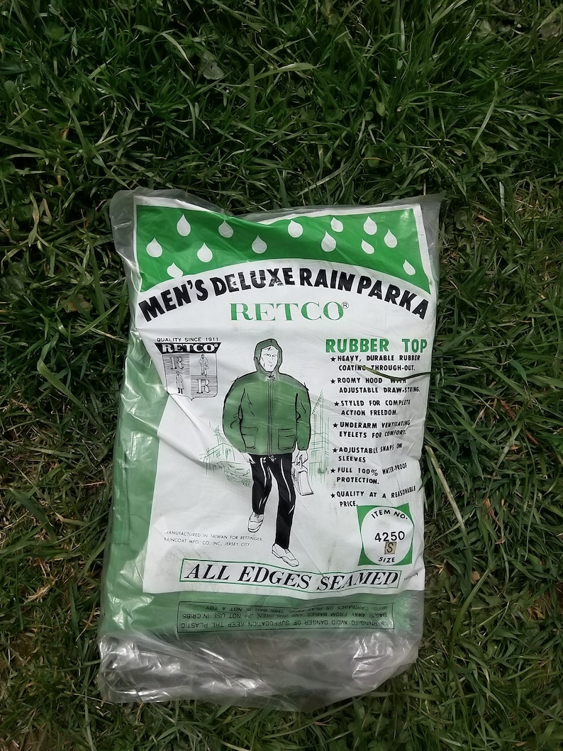 Rubber Rain Coat Vintage Deadstock Men Jacket Hooded Waterproof ...