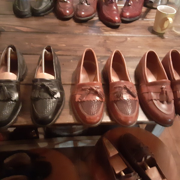 vintage Allen Edmonds floor shine leather stitched soled shoe men size 9.5 or 13 d loafer pick 1 wear jean pant t shirt sweater coat jacket