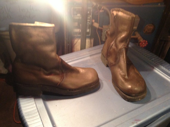 Deadstock fur lined vintage beetle boots leather m