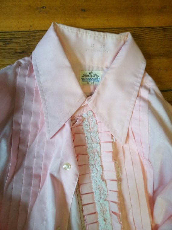 Vintage pink ruffle tuxedo tux shirt boys 10 11 1… - image 3