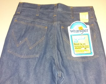 Wrangler Deadstock vintage 1970 indigo 945 unwashed rigid denim boot cut flare jean pant USA men waist 27 28 29 30 31 32 33 34 40 42 hi rise