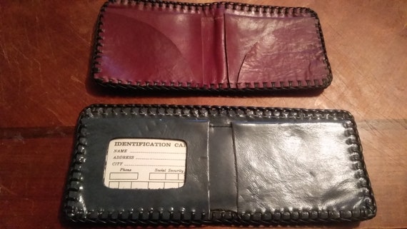 Vintage 1970s leather tooled wallets deadstock ma… - image 3