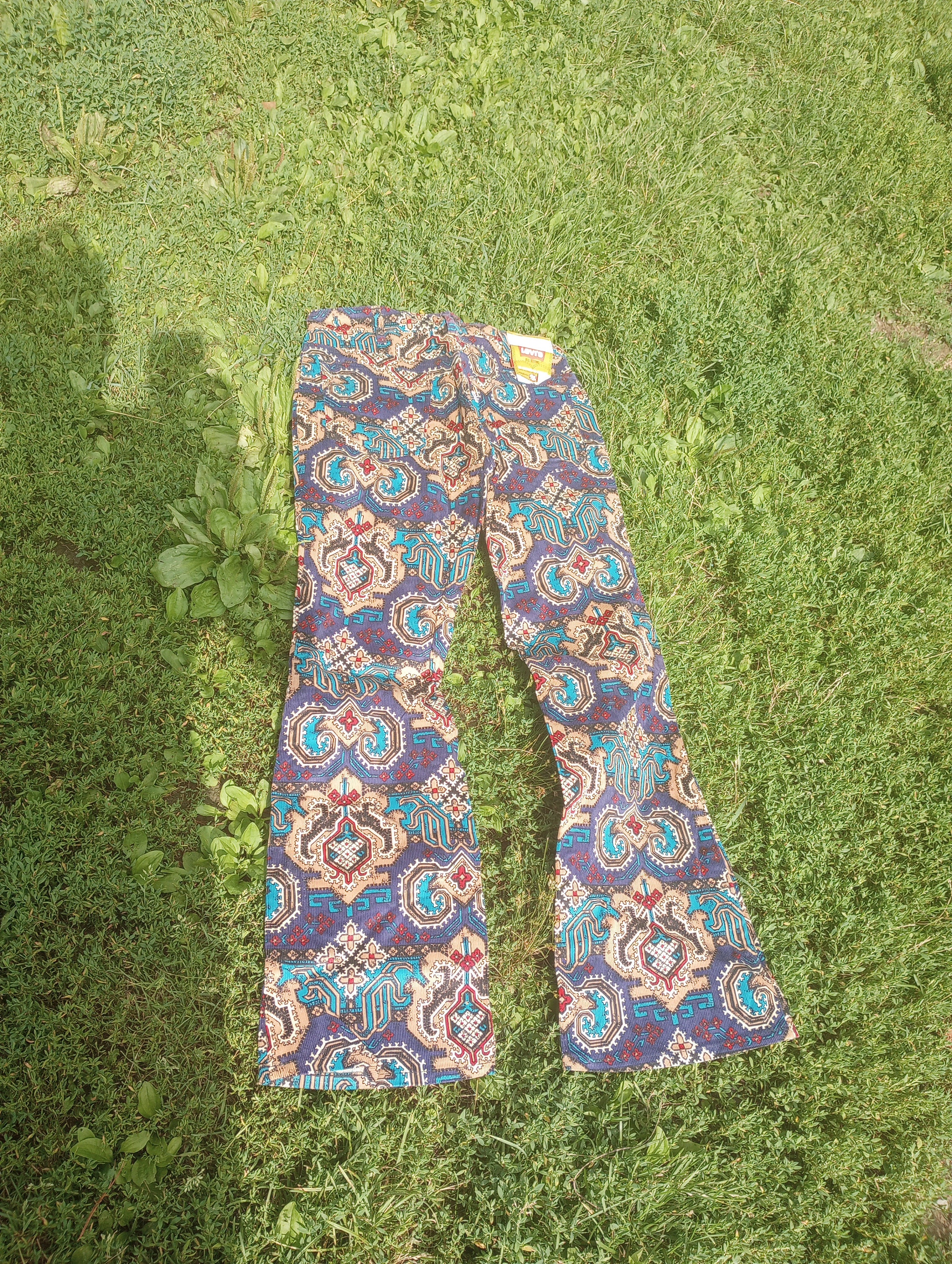 Vintage Deadstock Levi Corduroy Aztec Bell Bottom Jean Pant