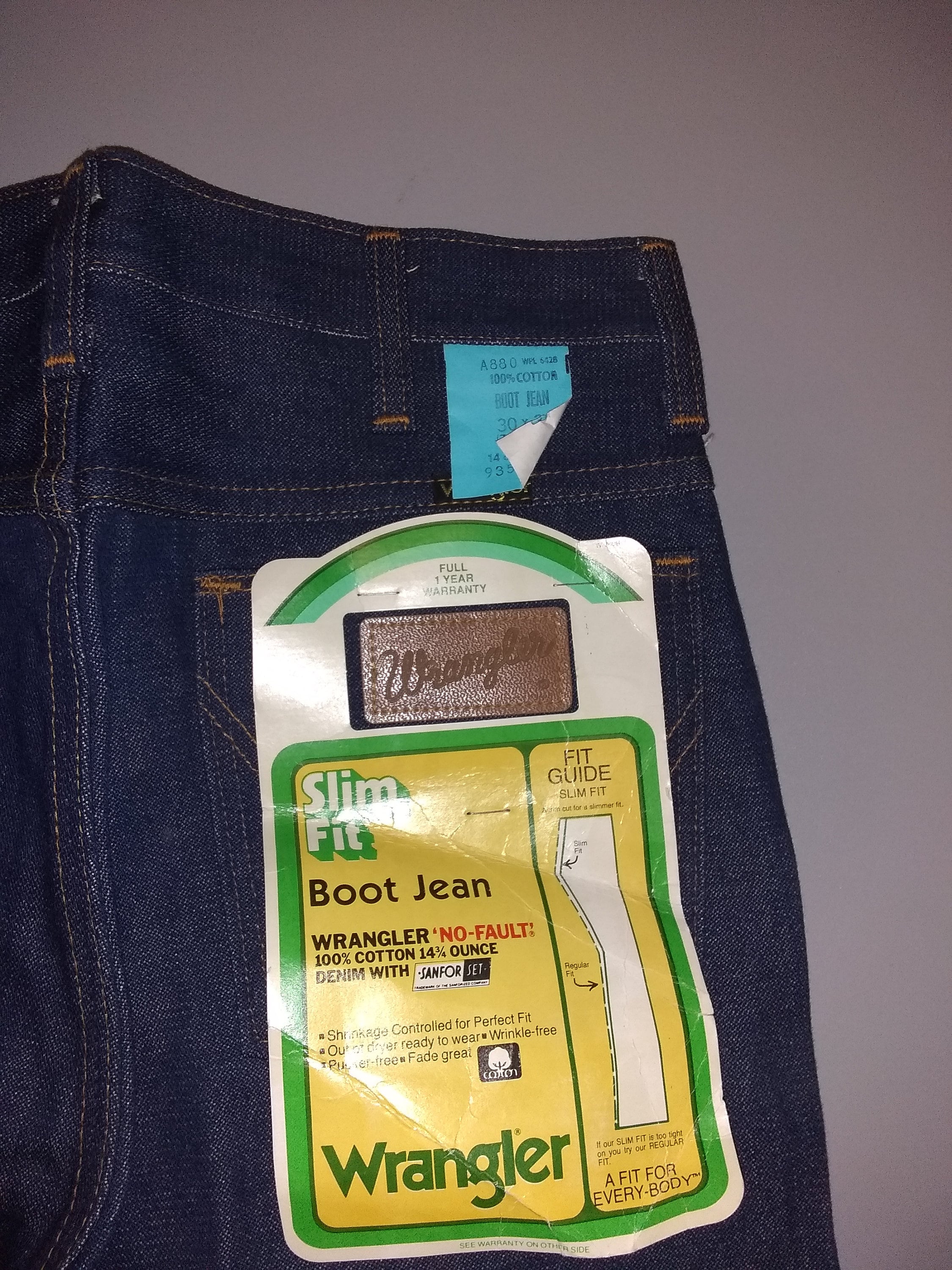 Wrangler Deadstock Nos Vintage 1970 Indigo 935 Unwashed Rigid 