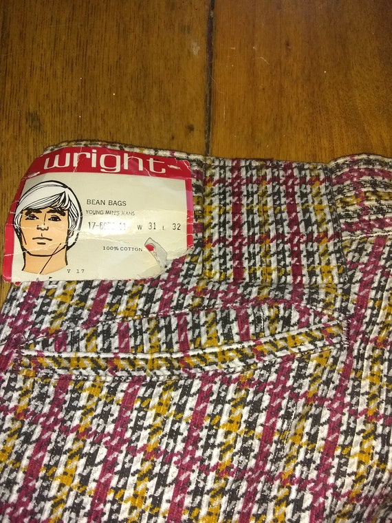 Wright Vintage pants 1970s cotton corduroy plaid … - image 7