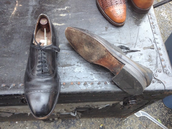 Vintage Allan Edmonds Floor Shine Leather Stitched Soled Shoes Etsy