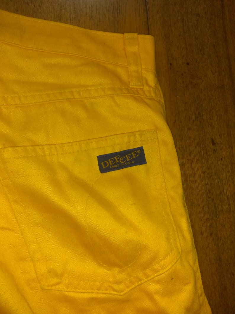 Dee cee 1980s vintage 29x31 hi waisted yellow pants made uSA jeans 5 pocket straight leg wear sneakers t shirt shoes boots jacket image 7