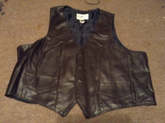 Vintage men's motorcycle vest leather 1970's new … - image 2