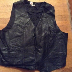 Vintage men's motorcycle vest leather 1970's new old made USA not jacket or coat pick 1 size men's 38 40 46 image 4