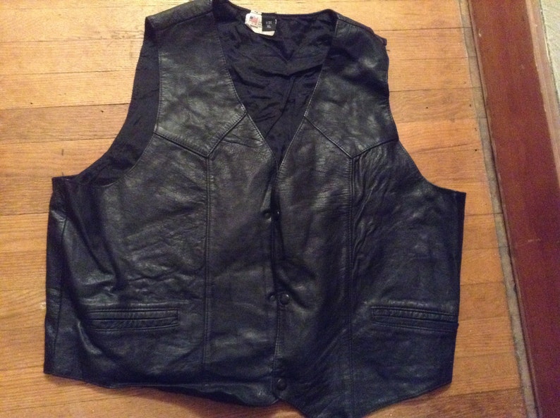 Vintage men's motorcycle vest leather 1970's new old made USA not jacket or coat pick 1 size men's 38 40 46 image 4