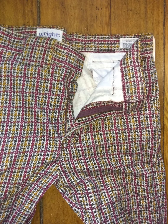 Wright Vintage pants 1970s cotton corduroy plaid … - image 2