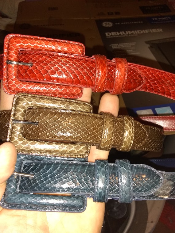 Women's genuine snake skin belt lot of 3 deadstoc… - image 1