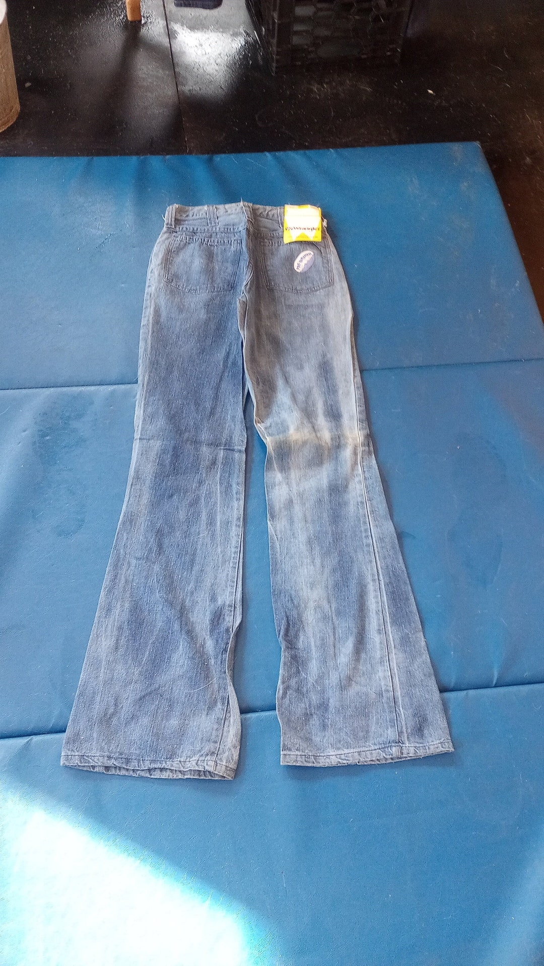 Deadstock Vintage NOS Wrangler Pre-washed Goof Offs Flare Jean