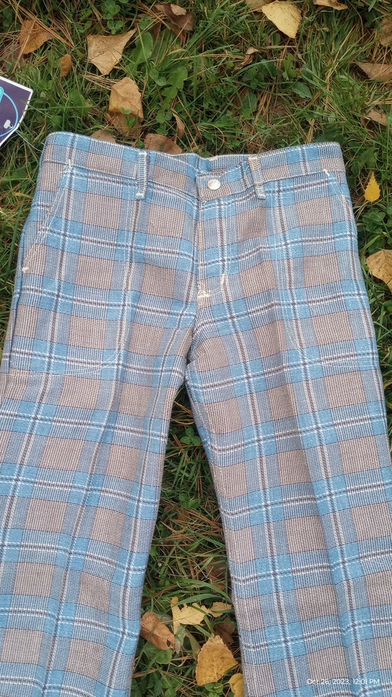 Wrangler Plaid Checked Low Rise Hip Hugger Bell Bottom Jeans 1970