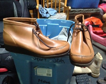 Buty skórzane Deadstock wallabies vintage z lat 70. wyprodukowane w USA nowe stare buty męskie 10,5 d lub 11 d wysokie do noszenia koszulka dżinsowa spodnie kurtka płaszcz