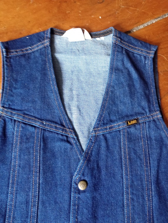Lee Deadstock vintage vest 1970's denim unwashed … - image 5