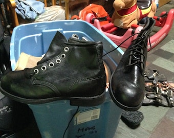 Vintage Mens Black Leather Safety Boots Workwear Lace Guard Size 8 Vintage Mens Black Leather Safety Boots Workwear Lace Guard  main image 4