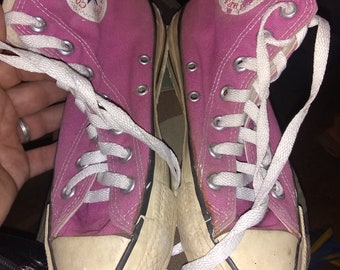 converse allstars canvas vintage sneakers shoes 1980s hi top basketball made usa men's 4.5 womens 6.5 wear t shirt jeans pants coat sweater