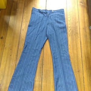 Deadstock vintage hondo striped flare bellbottom rock roll jeans men 34x32 1970 new USA pants wear t shirt coat sneaker dress shoe boots