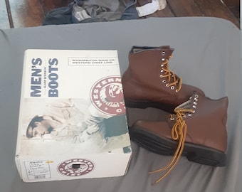 Washington shoe company vintage deadstock nos Bruin heren 8 e 8.5 e 14 e 8 eeeWork Boot oliebestendige zool leren bovenwerk kuit-hoge stalen neus