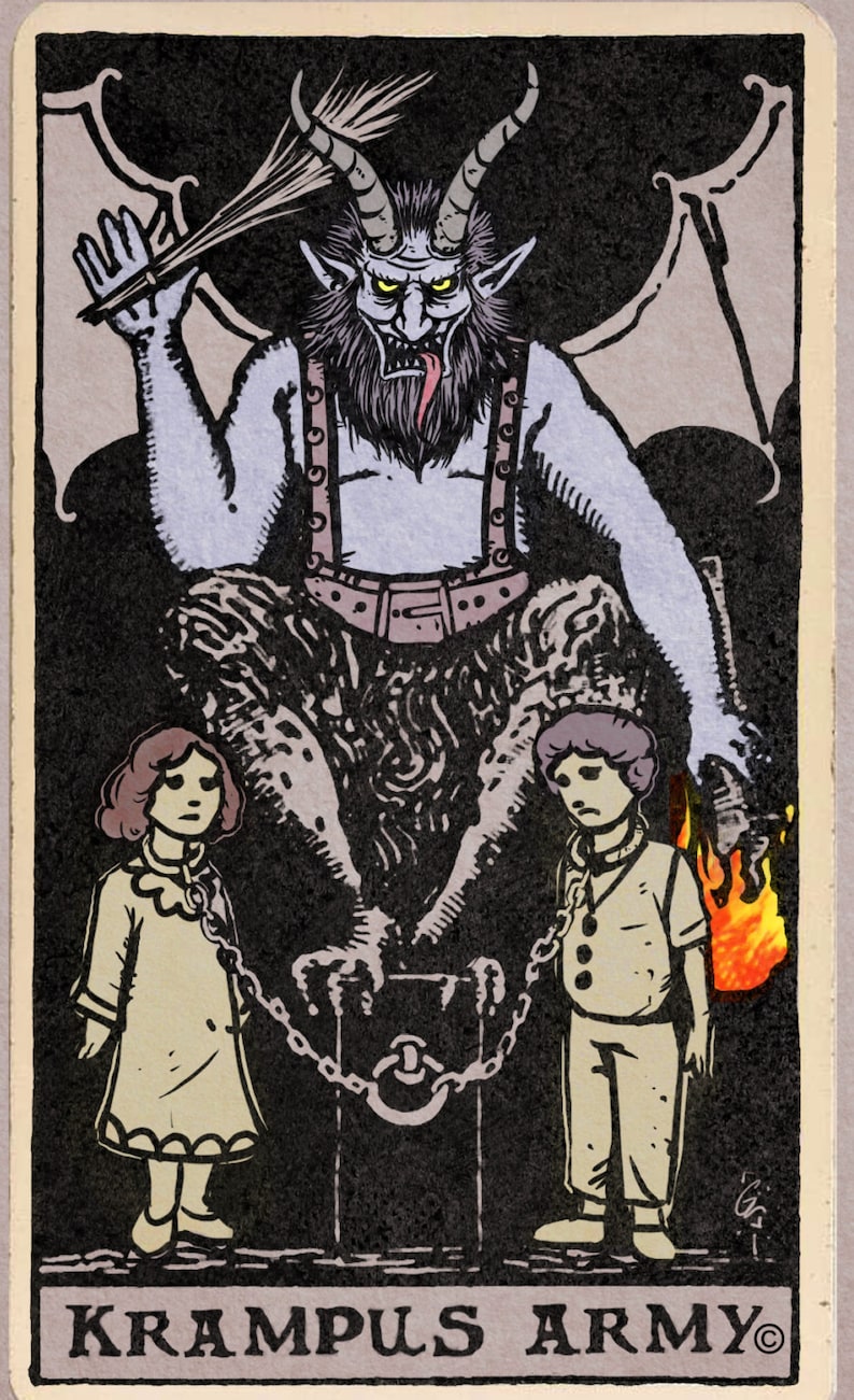 Krampus Tarot Card Candle Label image 1