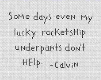 Calvin und Hobbes Rocketship Zitat Kreuzstichmuster