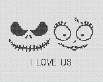 Halloween Jack und Sally Love Kreuzstichmuster