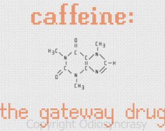 Koffein chemische Struktur Eingang Medikament Kreuzstichmuster gezählt