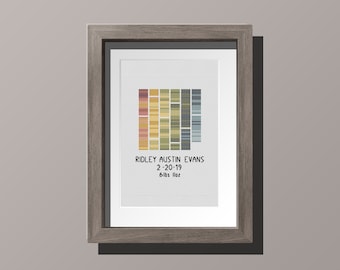 Modern Birth Announcement Temperature Chart counted cross-stitch PATTERN