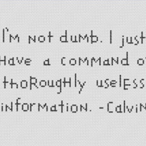 Calvin and Hobbes Useless Information quote counted cross-stitch PATTERN
