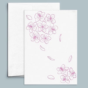 Kirschblüte Letterpress Karte/Büttenkarte/elegante Karte aus handgeschöpftem Papier
