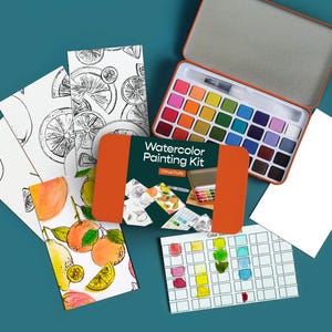 Citrus Fruits watercolor painting kit/watercolor paints/kids crafting kit/adult painting kit/modern watercolor paint kit