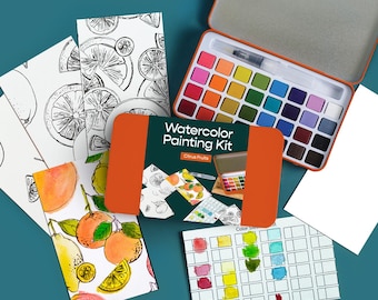 Citrus Fruits watercolor painting kit/watercolor paints/kids crafting kit/adult painting kit/modern watercolor paint kit