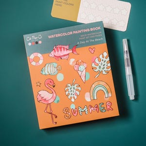 Watercolor Book and Paint Set - A Day at the Beach /watercolor paints/kids crafting kit/adult painting kit/modern watercolor paint kit