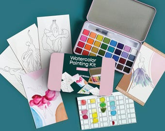 Flower Girls Watercolor Painting Kit, Travel Tin