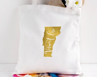 Vermont bag/custom tote/wedding welcome bag/canvas shopping bag/state tote/wedding guest bag/reusable bag/VT state bag/state apparel