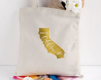 California tote bag/custom tote/wedding welcome bag/canvas shopping bag/state tote/market tote/reusable bag/CA state bag/state apparel