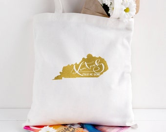 Kentucky tote bag/custom tote/wedding welcome bag/canvas shopping bag/state tote/market tote/reusable bag/KY state bag/state apparel