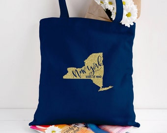 New York tote bag/custom tote/wedding welcome bag/canvas shopping bag/state tote/market tote/reusable bag/NY state bag/state apparel