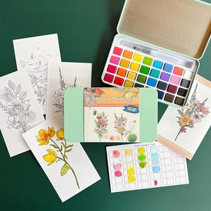 ワイルドフラワーメドウズ水彩画キット/水彩絵の具/子供用クラフトキット/大人用絵画キット/モダン水彩絵の具キット