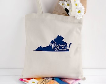 Virginia tote bag/custom tote/wedding welcome bag/canvas shopping bag/state tote/virginia is for lovers/market bag/VA state/state apparel