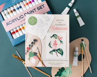 Livre et ensemble de peinture Paint-By-Number Botanicals