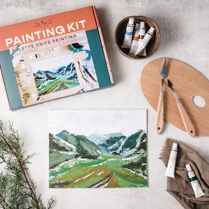 Mountain Valley landscape painting kit/palette knife painting kit/ impressionist painting kit/abstract painting kit/adult painting kit
