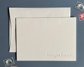 Personalized letterpress stationery/custom letterpress stationary/monogram stationary/custom initial stationary/blind deboss letterpress