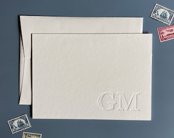 Personalized letterpress stationery/custom letterpress stationary/monogram stationary/custom initial stationary/blind deboss letterpress