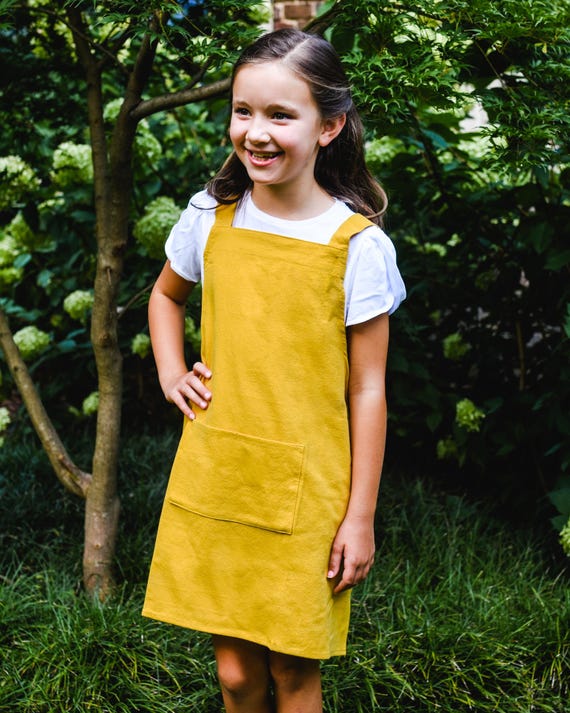 Kids Cross Back Apron/cotton apron/artists apron/korean style apron/painters apron/ printers apron/ pinafore apron/ apron with pockets
