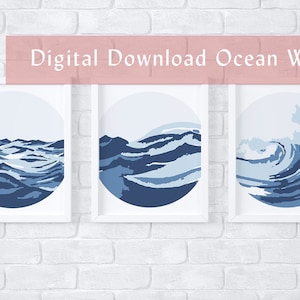 Ocean waves paint by number kit digital/custom beach paint by number/kids crafting kit/adult coloring kit/modern paint by number ocean waves